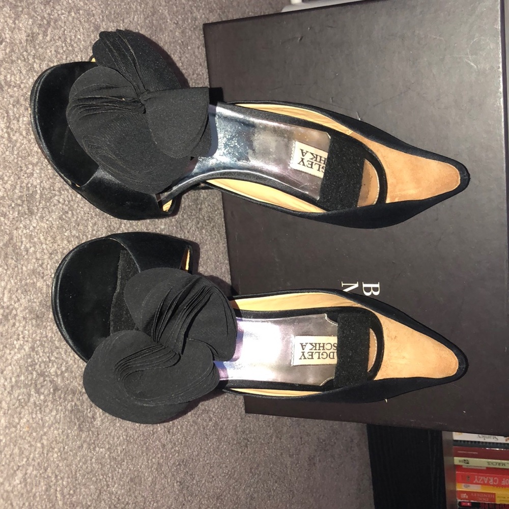 2in black satin heels